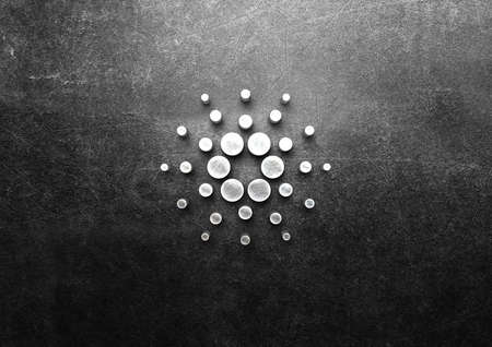 3D rendering cryptocurrency cardano coin on colorful background, cryptocurrency concept 3D illustrationの写真素材