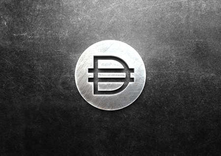 3D rendering cryptocurrency dai coin on colorful background, cryptocurrency concept 3D illustrationの写真素材