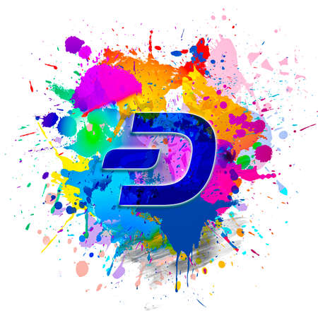 3D rendering cryptocurrency dash coin on colorful background, cryptocurrency concept 3D illustrationの写真素材