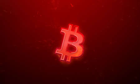 3D rendering cryptocurrency bitcoin coin on colorful background, cryptocurrency concept 3D illustrationの写真素材