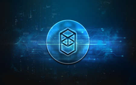 3D rendering cryptocurrency fantom coin on colorful background, cryptocurrency concept 3D...