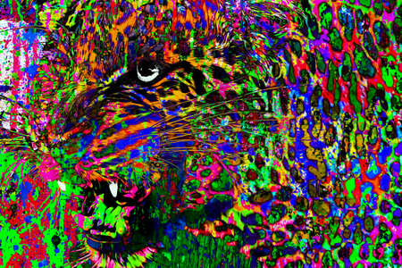 Colorful background with leopard splashes grunge artの写真素材