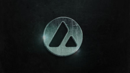 3D rendering cryptocurrency avelanche coin on colorful background, cryptocurrency concept 3D illustrationの写真素材