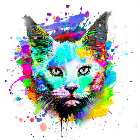 abstract colorful cat muzzle illustration, graphic design conceptの写真素材