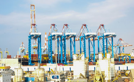 industrial station sea portの写真素材