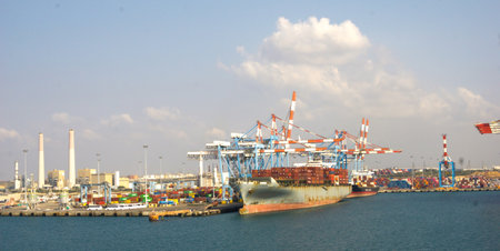 industrial station sea portの写真素材