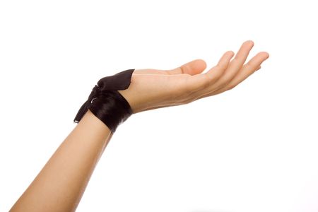 Hand with a black silk tape