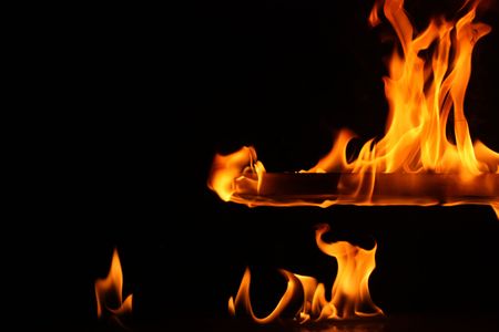 Fire on a black backgroundの写真素材