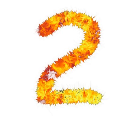 Fiery number on white background. Two, 2.の写真素材