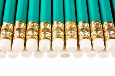 pencils with the eraser ends isolated on a white background