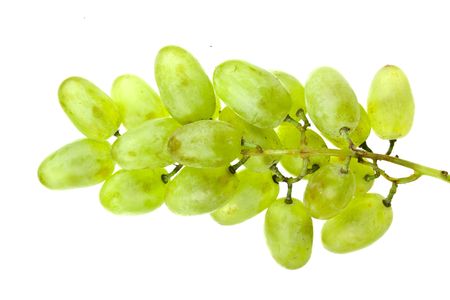 Green grapes isolated on white backgroundの写真素材