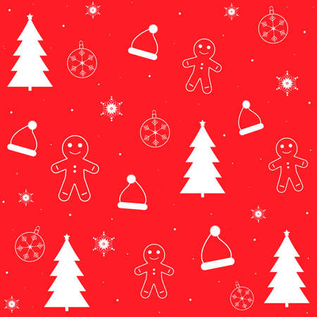 Christmas pattern winter hat with ornamentsの写真素材