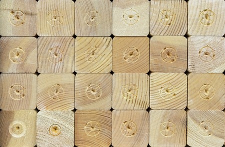 Wooden bars on the shelf of the hardware store.の写真素材