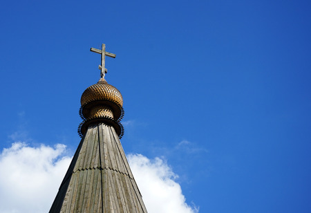 The dome of the ancient wooden monastery in Izmailovo. Moscow.の写真素材