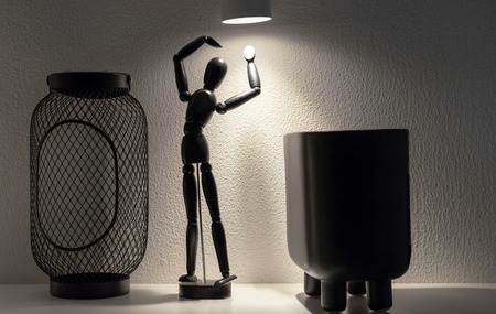 Wooden doll of a gestalta with various poses.の写真素材