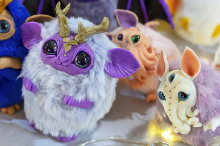 Toys of fantastic beings with big expressive eyes.の写真素材