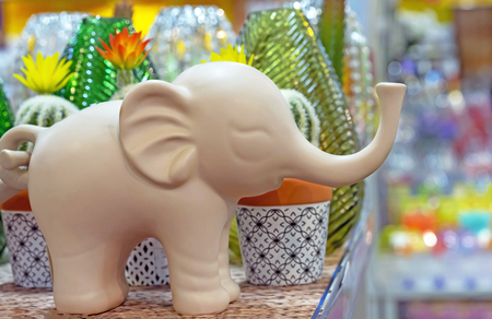 Decorative statuette of an elephant in a gift shop.の写真素材