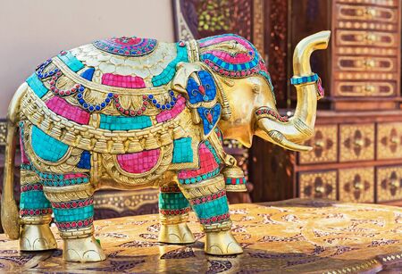 Statuette of an Indian elephant. Bronze figurine of an elephant.の写真素材