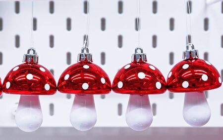 Christmas toys in the form mushrooms of amanitas.の写真素材
