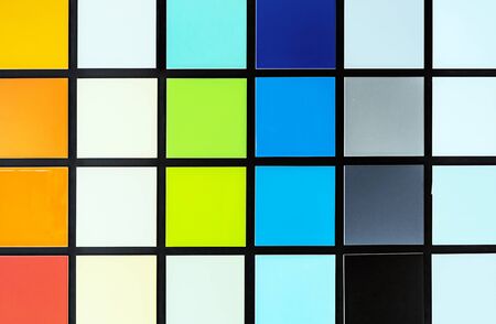Samples of colored ceramic tiles. Palette of square tiles.の写真素材