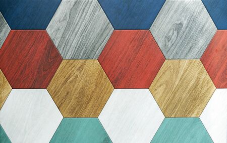 Color ceramic tiles in the form of honeycombs. Hexagonal floor tiles.