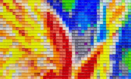 Multicolored ceramic mosaic tiles. Mosaic with bright squares.の写真素材