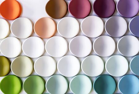 Multi-colored circles with 3D effect. Circles with a palette for the selection of interior paints.の写真素材