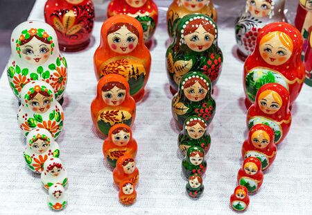 Russian wooden doll matryoshka. Traditional souvenir from Russia is a nesting doll.の写真素材