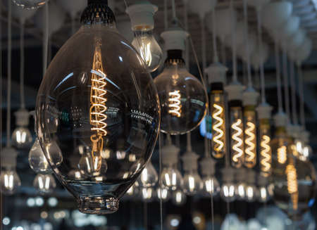 Light bulbs with dark glass in vintage style. Edison's lamps.の写真素材
