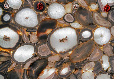 Gray agate in cutaway with internal illumination. Background and texture of natural agate.の写真素材