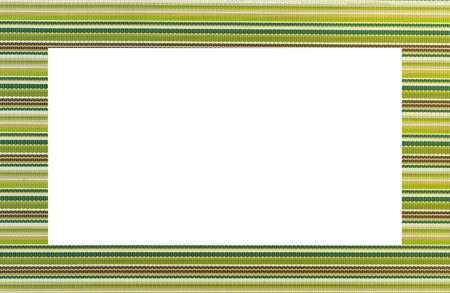 Frame with green, yellow and brown horizontal stripes and a white middle.の写真素材