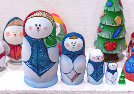 Matryoshka Russian Nesting Dolls in the Christmas style.