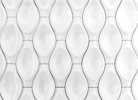 White wall panel with 3D effect. Volumetric wooden texture.の写真素材