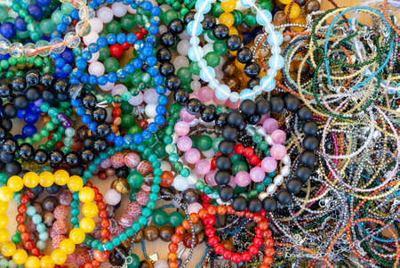 Bracelets made of natural semi-precious gemstones.の写真素材