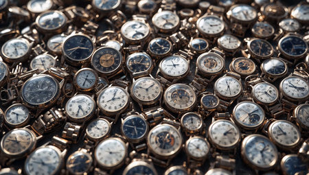 Collection of vintage wristwatches with metal braceletsの素材