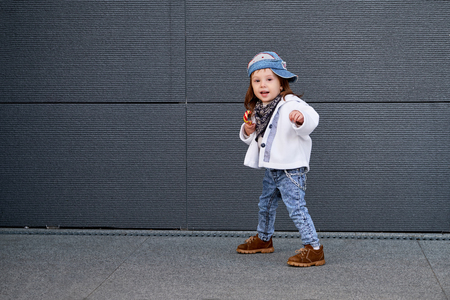 model child hip-hop.baby in a baseball cap.の写真素材