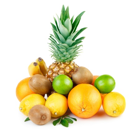Exotic fruits isolated on whiteの写真素材