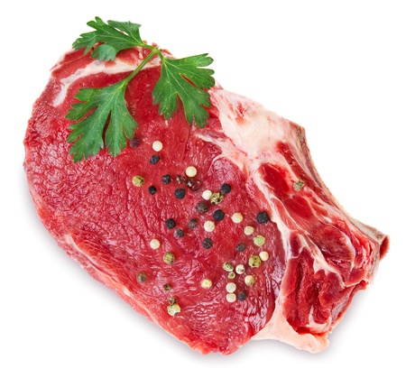 Raw meat isolated on whiteの写真素材