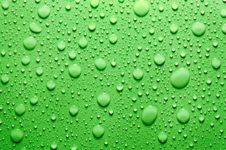 Water drops background in greenの写真素材