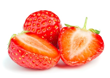 Strawberries isolated on whiteの写真素材