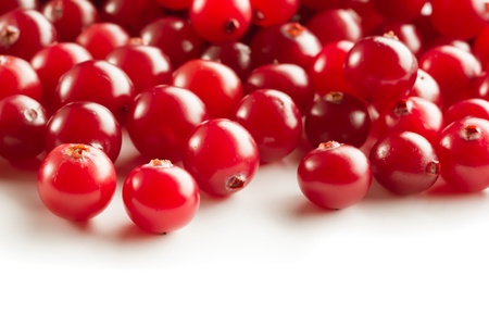 Fresh cranberries on white backgroundの写真素材