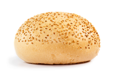 Seasame sandwich bun isolated on white backgroundの写真素材