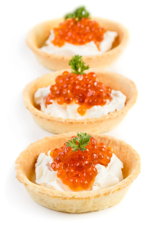 Caviar snacks isolated on white backgroundの写真素材