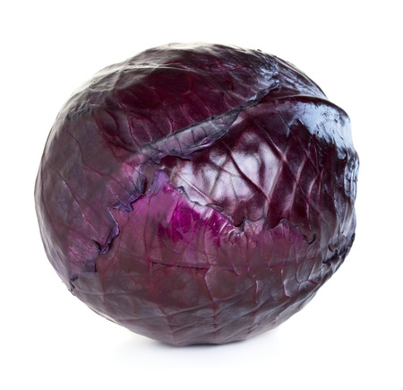 Head of red cabbage isolated on a white backgroundの写真素材