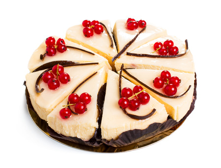 Cake with currant berry isolated on white backgroundの写真素材
