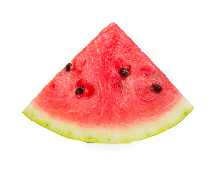 Sliced ripe watermelon isolated on white backgroundの写真素材