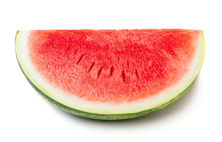 Fresh ripe watermelon slice isolated on white backgroundの写真素材
