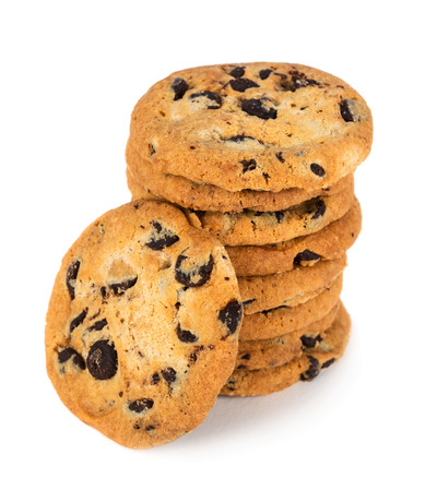 Chocolate cookies isolated on white backgroundの写真素材