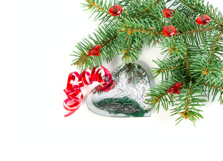 Christmas ornament with fir tree isolated on the white background.の写真素材