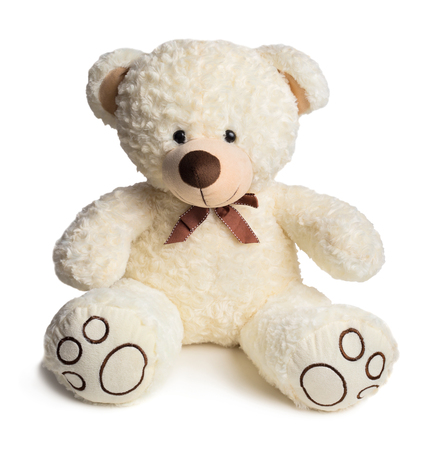 Toy teddy bear isolated on white backgroundの写真素材